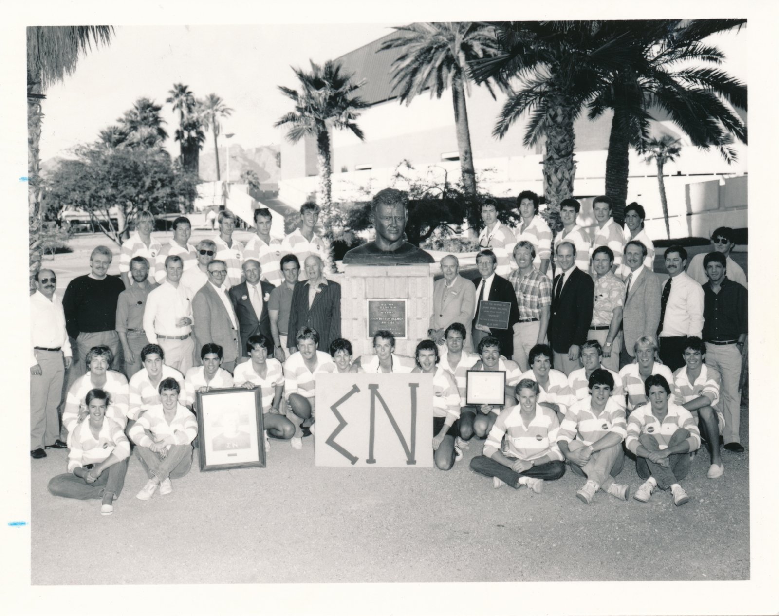 Epsilon Alpha brothers at the Button Salmon memorial, 1987