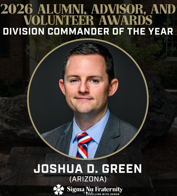 Joshua D. Green named Division Commander of the Year, 2026 Sigma Nu Alumni, Advisor, and Volunteer Awards